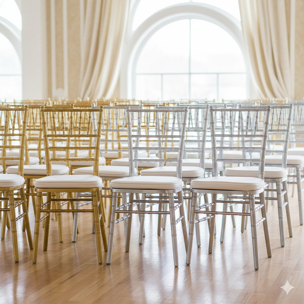 Chiavari chairs in gold and silver